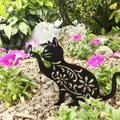 Carte d'insertion de chat noir ajouré 1 pièce décoration artistique de jardin en acrylique