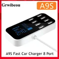 Grwibeou – chargeur rapide de voiture A9S 8 ports Multi USB écran LCD chargeur de téléphone