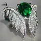 YaYI-Bagues de Fiançailles et de Mariage Bijoux de Princesse Coupe Prong Réglage Vert AAA +