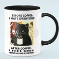 Tasse à café en céramique Cat Befor je déteste tout le monde après le café je drapeau bon