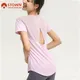 Chemise de yoga en maille respirante pour femme t-shirt creux dos beauté haut de sport t-shirt à