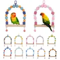 Balançoire en bois pour oiseaux jouets pour petits perroquets perche suspendue avec cloches Cage