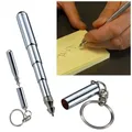 Porte-clés portable en acier inoxydable stylo télescopique stylo à bille porte-clés outil de