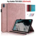 Tablette Funda Pour Nokia T20 Cas 2021 10.4 pouces Gaufrage Arbre Flip Portefeuille Housse Pour