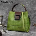 Motaora – sac à bandoulière rétro en cuir véritable pour femmes sac seau fait à la main avec