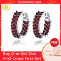 Boucles d'oreilles à pince grenat rouge naturel pour femmes bijoux en argent Sterling 6 Carats