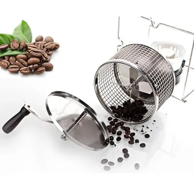 Ensemble de torréfacteur de grains de café manuel portable et pratique moulin en acier inoxydable