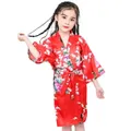 Robe de Bain Confortable à Manches sulfet Imprimé Floral pour Fille Vêtement de Nuit pour la