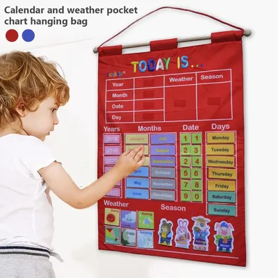 Tableau d'apprentissage du calendrier en tissu artisanat avec météo saison mois semaine Date
