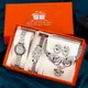 Coffret cadeau de luxe en argent pour femme montre à quartz octogonale collier exquis boucles