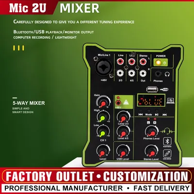 Mélangeur professionnel 5 canaux USB Bluetooth mélangeur haut et bas DJ mélangeur multifonction