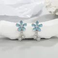 VOQ – boucles d'oreilles en forme de marguerite couleur argent fleur bleue à la mode en Zircon
