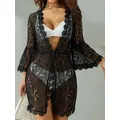 Robe de plage en dentelle pour femmes col en v Sexy style Boho décontractée pour les fêtes les