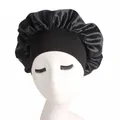 InjHead-Bonnet de douche rond en satin solide pour femme bonnet de coiffure soins des cheveux