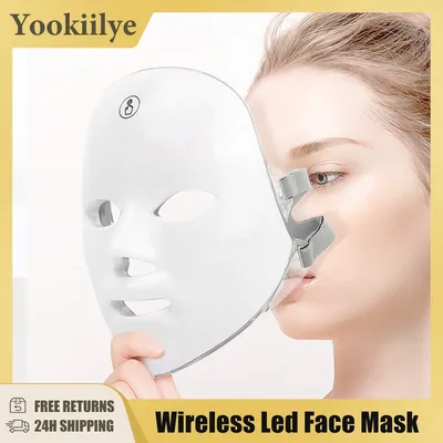 Masque Facial sans fil à Led thérapie Photon Recharge USB 7 couleurs Anti-vieillissement