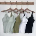 Gilet d'été pour femmes vêtements extérieurs hauts intérieurs rembourrés intégrés débardeur col