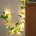 Guirlande lumineuse en tournesol artificiel à 20led 2M alimenté par batterie guirlande de plantes
