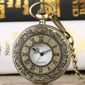 Montre de Poche à Quartz en Bronze et Argent avec Chiffres Romains Gravés Cadran Blanc Pendentif