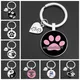 Porte-clés en verre avec empreinte de patte d'animal joli pendentif I Love Cat and Dog clé de