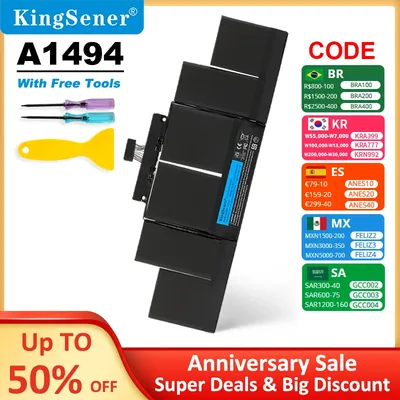 KingSener-Batterie pour ordinateur portable Apple MacPlePro 15 " A1494 A1417 A1398 Retina 2012