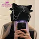 Mikumn Gothic Grunge Cat Ear Bat Wing Black Beanie Hat pour femme Harajuku Punk Cross Joyth Hat