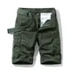 Short DulCargo en Coton pour Homme Pantalon Court Militaire Décontracté avec Poches Vert