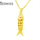 QEENKISS-Pendentif poisson en or 24 carats pour femmes et hommes breloque poisson mobile fête de