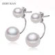 ZHRUKAN-Boucles d'oreilles double perle en argent regardé 100% pour femme véritable perle d'eau