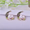 10pcs Kawaii Moon Cat Oil Drop Enamel Metal Charms Earring Charms In Jewelry Making
