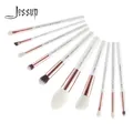 Jessup – Kit de pinceaux de maquillage professionnels 10 pièces poils naturels blanc perle/or