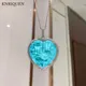 Collier pendentif en pierre précieuse Moissanite pour femme coeur cristal bleu tourmaline