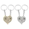 Porte-clés de luxe en strass pour sœurs et sœurs 2 pièces à la mode en forme de cœur couture de