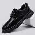 Mocassins en cuir véritable pour homme chaussures plates oxfords à lacets décontractées et à la