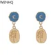 WENHQ-Boucles d'oreilles clip fleur rose et lune bleue non percées boucles d'oreilles pendantes