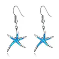 Boucles d'oreilles pendantes en forme d'étoile de mer pour femmes imitant l'opale de feu bleue