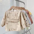 Bavoirs Mignons pour Bébé de 0 à 5 Ans Tablier Imperméable à Manches sulf Motif Animaux de Dessin