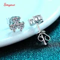 Smyoe-Boucles d'Oreilles en Moissanite group pour Femme Plaqué Rhodium Argent 925 3 Pierres