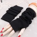 Gants de poignet élastiques sans doigts pour femmes mitaines longues chauds à la mode