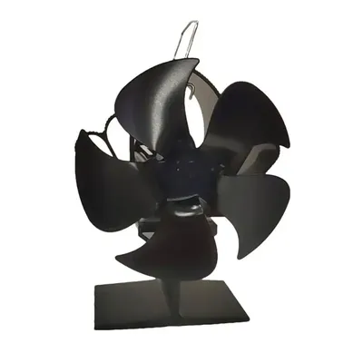 Ventilateur de cheminée noir avec 5 Ventilateur de poêle à chaleur alimenté par la chaleur pas de