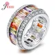 Bague Baguette de luxe en Zircon cubique AAA plusieurs couleurs pavé arc-en-ciel complet diamant