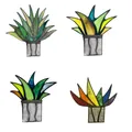 Mini plante en pot d'aloès acrylique créative vitrail coloré artificiel fausse Agave décoration