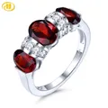 Bagues en argent Sterling avec grenat rouge naturel 3.8 carat pierre précieuse authentique Design