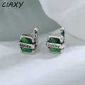CIAXY – boucles d'oreilles porte-bonheur pour femmes argent vert Zircon carré petite boucle