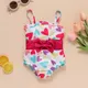 Maillot de bain 2 pièces pour bébés filles ensemble Bikini en forme de cœur col licou à volants