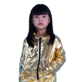 Blouson aviateur pour enfants manteau de danse Hip Hop veste à paillettes streetwear doré