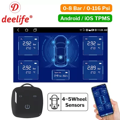 Deelife – système de surveillance de la pression des pneus TPMS pour voiture Android/iOS capteur