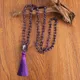 Collier d'améthyste naturelle de 8mm 108 perles Mala chapelet de méditation et de prière de Yoga