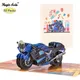 Cartes de fête des pères Pop-Up pour moto 3D 10 paquets cartes d'anniversaire Pop-Up pour papa et