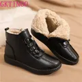 GKTINOO – bottines en cuir véritable pour femme bottines de neige chaudes épaisses en peluche à