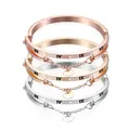 Bracelets en acier inoxydable or rose pour femme bracelets de luxe breloque de marque coeur